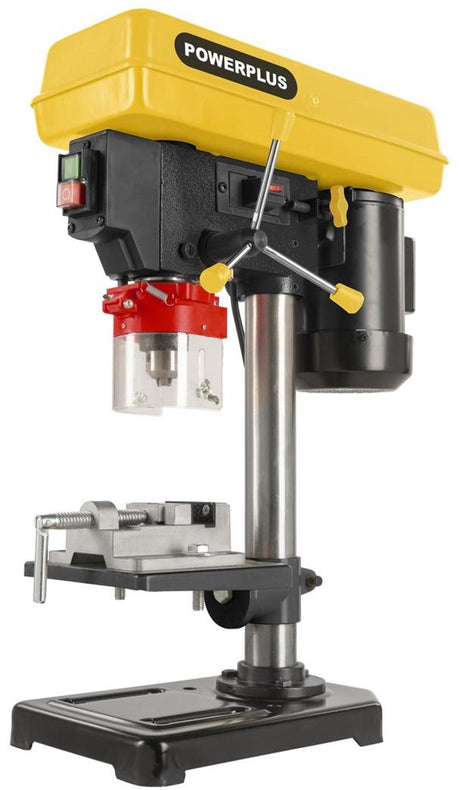 Powerplus søjleboremaskine powx156 - bordbor til boring i træ og stål op til 50 mm - 9 hastigheder med 500 W effekt - 164 x 162 mm bord kan vippes op til 45° og højdejusteres