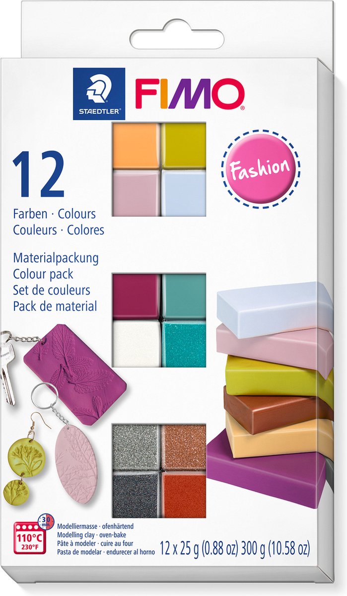 Fimo soft - ovnhærdende modellervoks - farvepakke - 12 modefarver