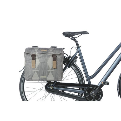 Basil elegance dobbelt cykelpose, chateau taupe, genanvendt kæledyr, universal bro, 40-49L