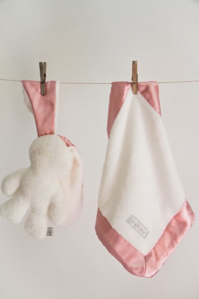 Snuggle bunny white with pink ears. 26 cm