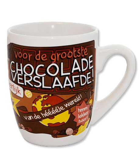 Paperdreams mok chocolade verslaafde cartoonmok chocolade verslaafde