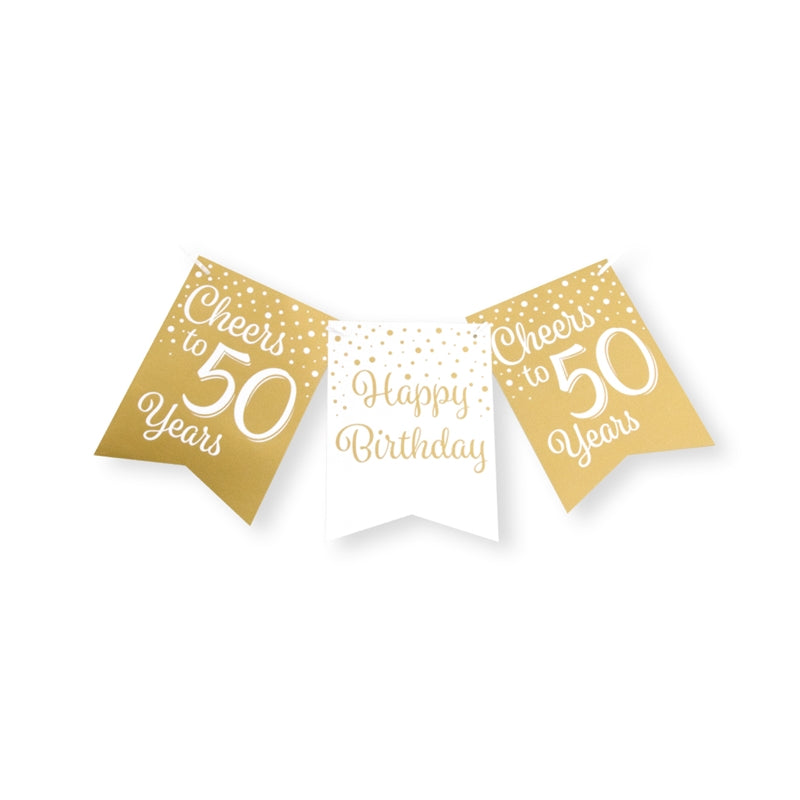 Paperdreams flag guirlande guld hvid - 50