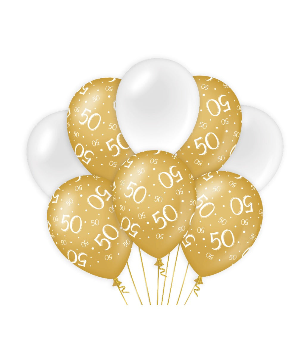 Paperdreams dekorationsballoner guld hvid - 50
