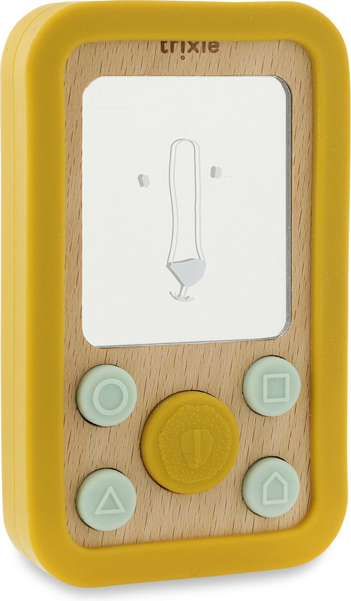 Trixie babytelefon lavet af træ og silikone - mr. løve - første legetøj til baby - barselsgave - babygave