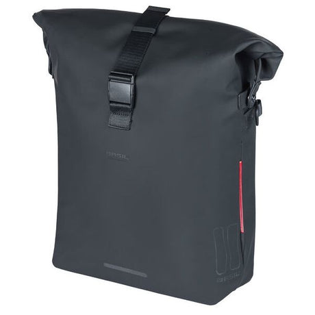 Basil Soho Mik Side Bicycle skuldertaske - sort, vandtæt, PU, Nordlicht LED, 17L