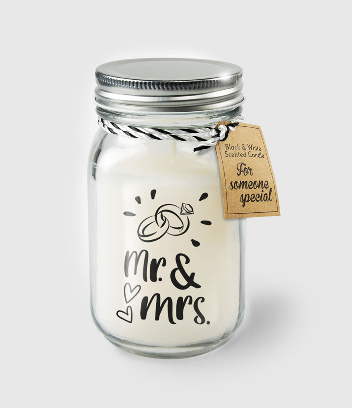 Paperdreams sorte hvide duftlys - mr. mrs.