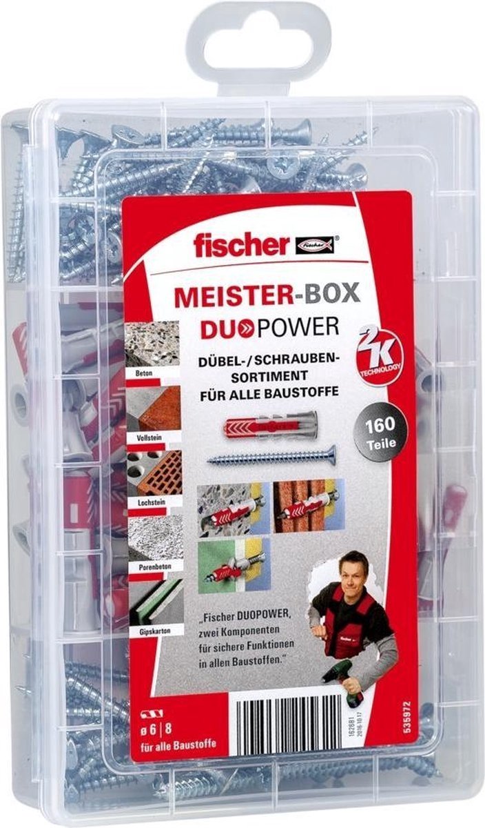 Fischer meisterbox skruer og propper sæt - 160 stk