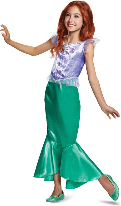 Forklædning disney prinsesse - den lille havfrue, ariel classic, størrelse m (7-8 år), piger