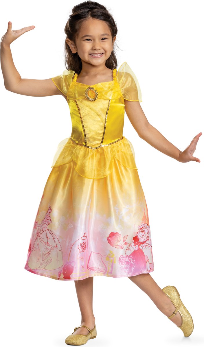 Disguise disney princess - beauty the beast, belle storybook kjole klassisk, størrelse s (5 - 6 år), piger