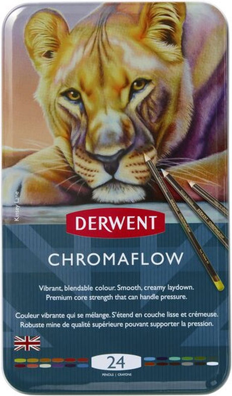 Derwent chromaflow farveblyanter - sortiment i dåse - 3,5 mm - 24 stk.