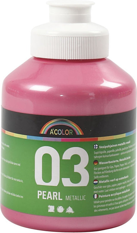 A-farvet metallisk akrylmaling, lys pink, 03- metallic, 500 ml