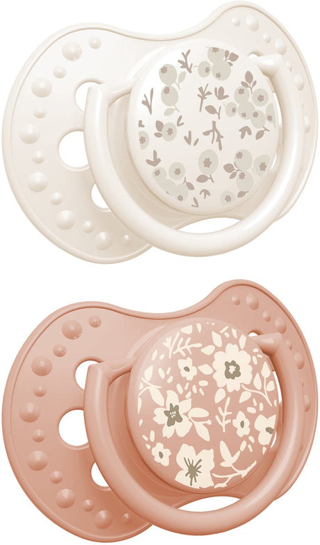Difrax lovi fopspeen dynamisch - classy - 6 tot 18 maanden - blossom - wit oranje - 2 stuks