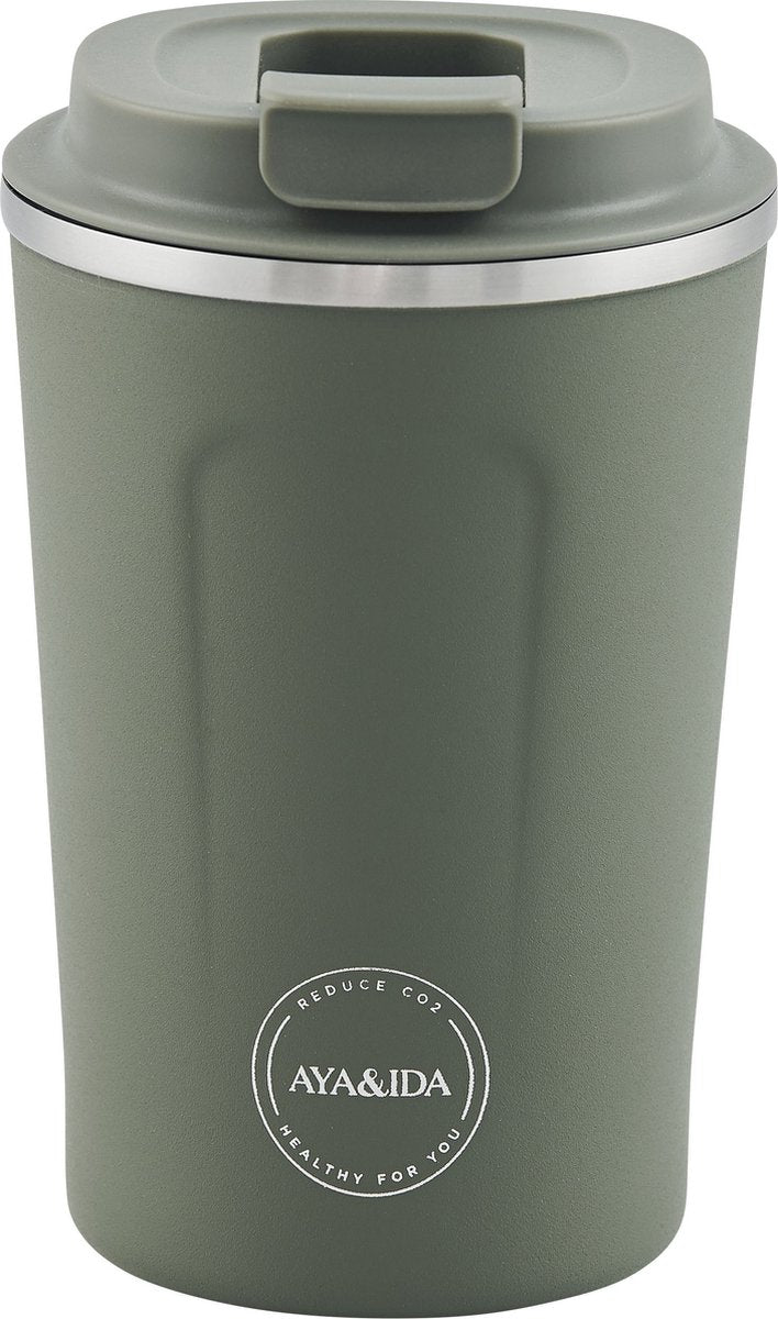 Aya ida aya ida - cup2go - termokandekop - kaffekop - coffee to go - rejsekop - tag med dig - 380ml - tropisk grøn