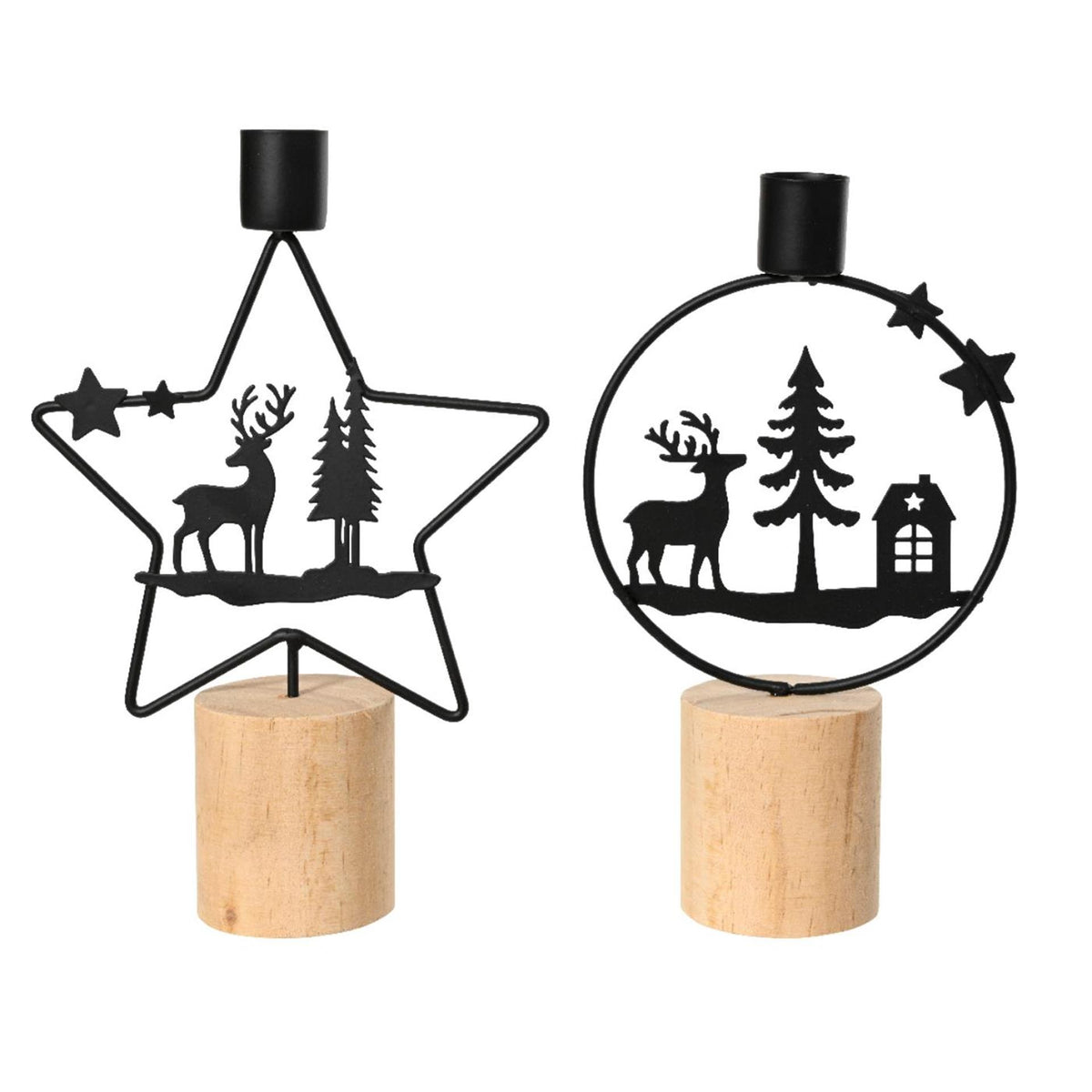 Decoris lysestage julescene sort h21cm