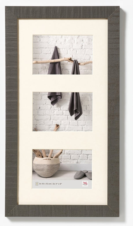 Walther home - træramme - fotostørrelse 3x13x18 cm - grå