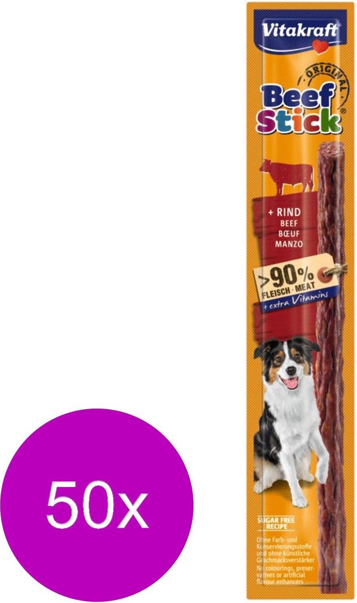 Vitakraft oksepindehund - hundesnacks - 50 x oksekød