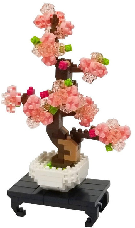 Bandai - nanoblok - bonsai sakura - mini mursten figur - 270 mursten bonsai byggesæt - pixel blomst bonsai figur byggesæt - mini mursten plantebygger - nbc225