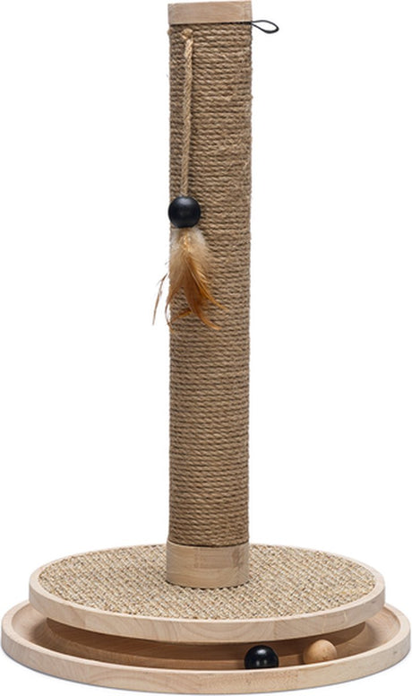Designed by lotte krabpaal zavi - kattenkrabpaal - incl speelballetjes + touw - hout - 39,5-39,5-62 cm