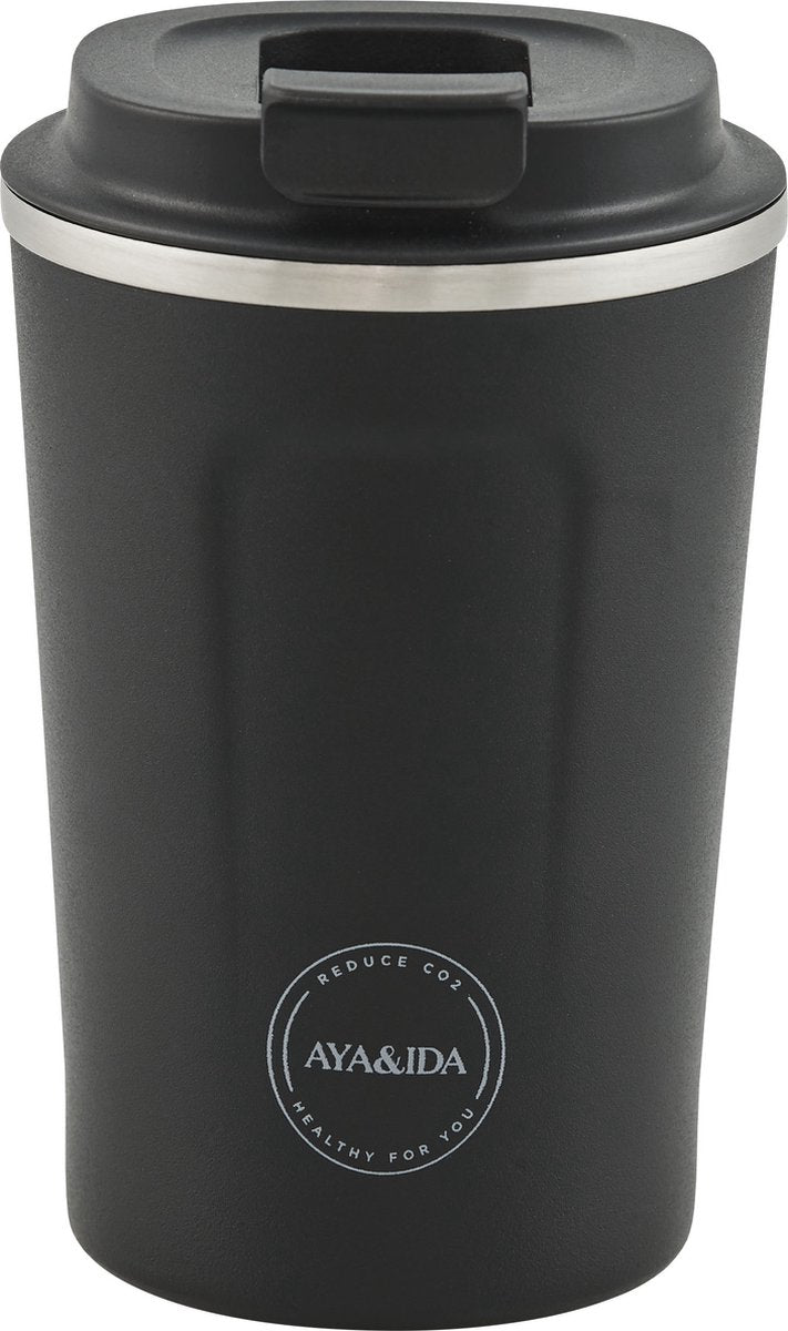 Aya ida aya ida - cup2go - termokandekop - kaffekop - coffee to go - rejsekop - tag med dig - 380ml - mat sort