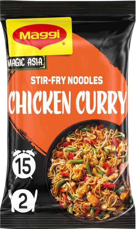 Maggi stir-fry nudler kylling karry - 10 stk x 185 g - værdipakke