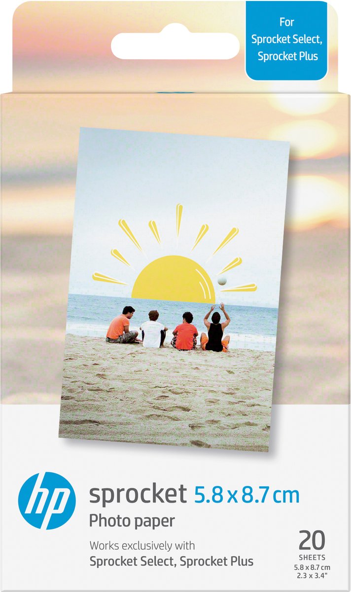 Hp sprocket plus selvklæbende fotopapir - 58x87 mm - 20 stk.