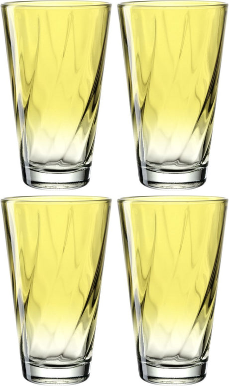 Leonardo twist drikkeglas 300ml gul - sæt 4