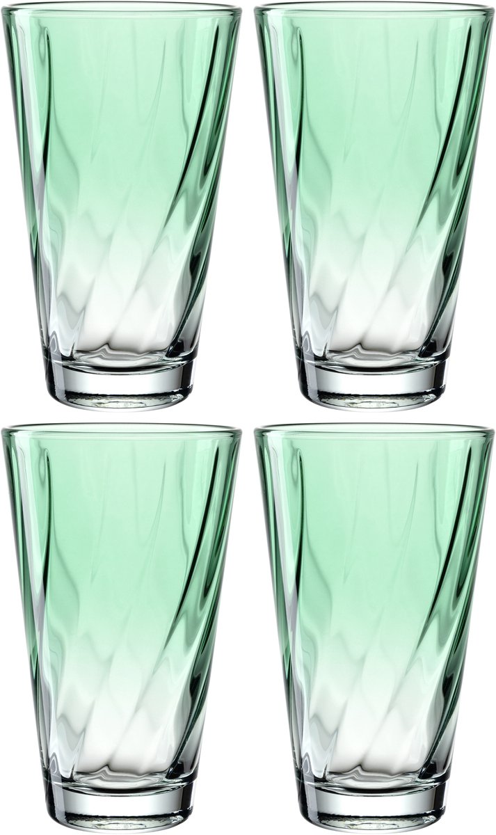 Leonardo twist drikkeglas 300ml grønt - sæt 4
