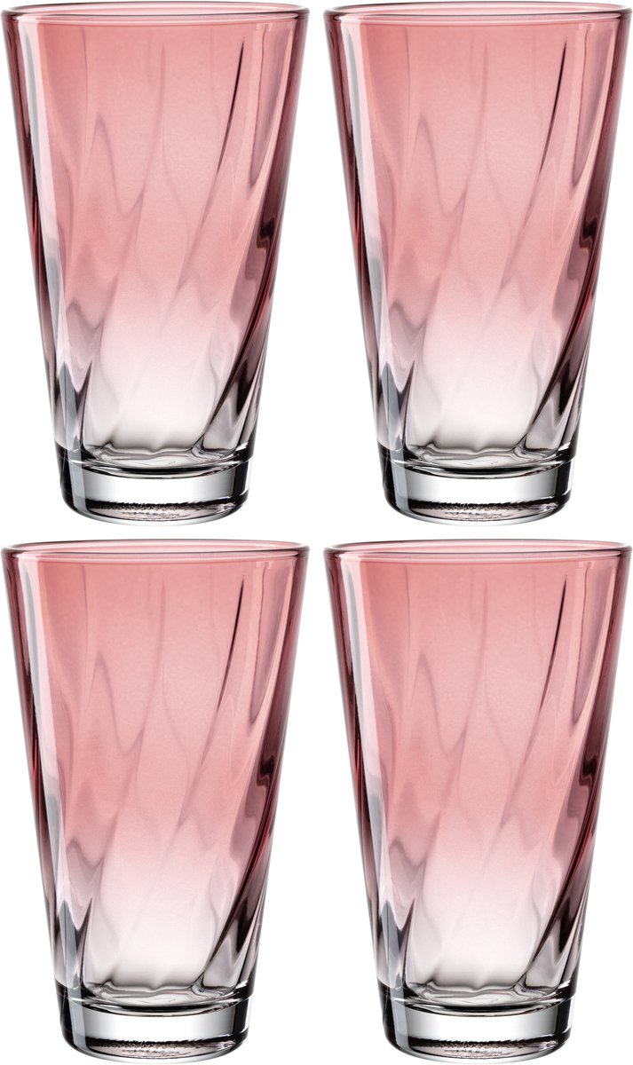 Leonardo twist drikkeglas 300ml rose - sæt 4
