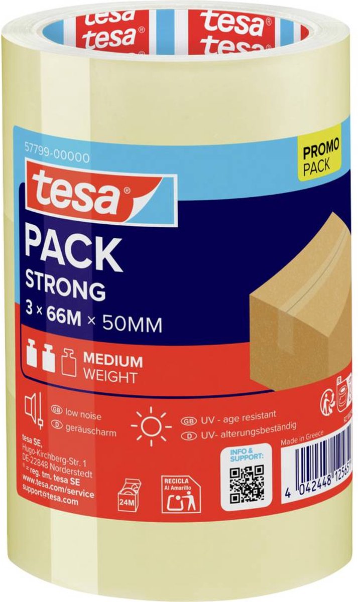 Tesa emballagetape - 66 m - 3 ruller