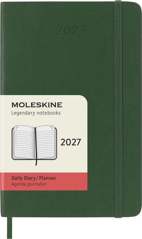 Moleskine 12 måneders dagbog - 2027 - dagligt - lomme - blødt omslag - myrtegrøn