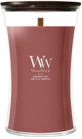 Woodwick hourglass large scented candle - cinnamon chai - 130 burning hours