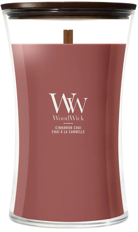 Woodwick hourglass large scented candle - cinnamon chai - 130 burning hours