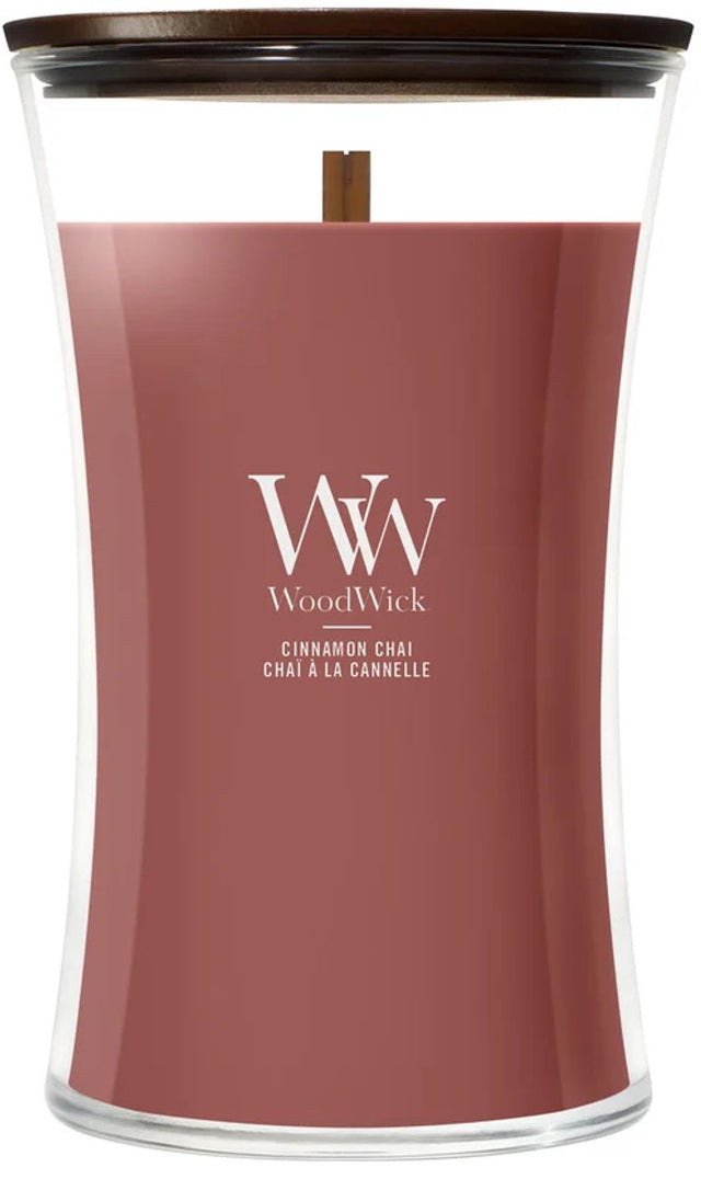 Woodwick hourglass large scented candle - cinnamon chai - 130 burning hours