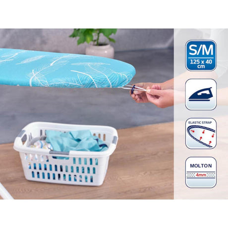 Leifheit strygebrætbetræk termoreflekt s m - 125 x 40 cm strygeflade - 3 mm tyk molton - blå