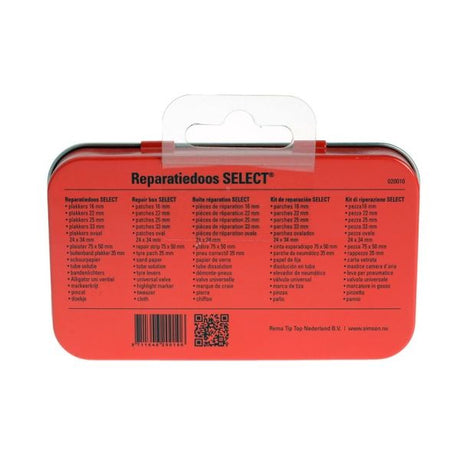 Reparationsboks Vælg 12,5 cm aluminium rød hvid 23-delt