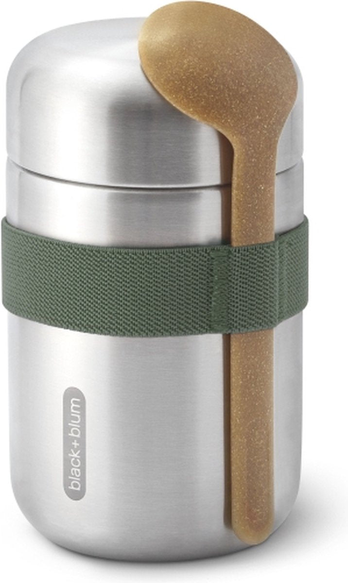 Sort blum sort+blum rustfrit stål termokande madbeholder - 400ml - grøn