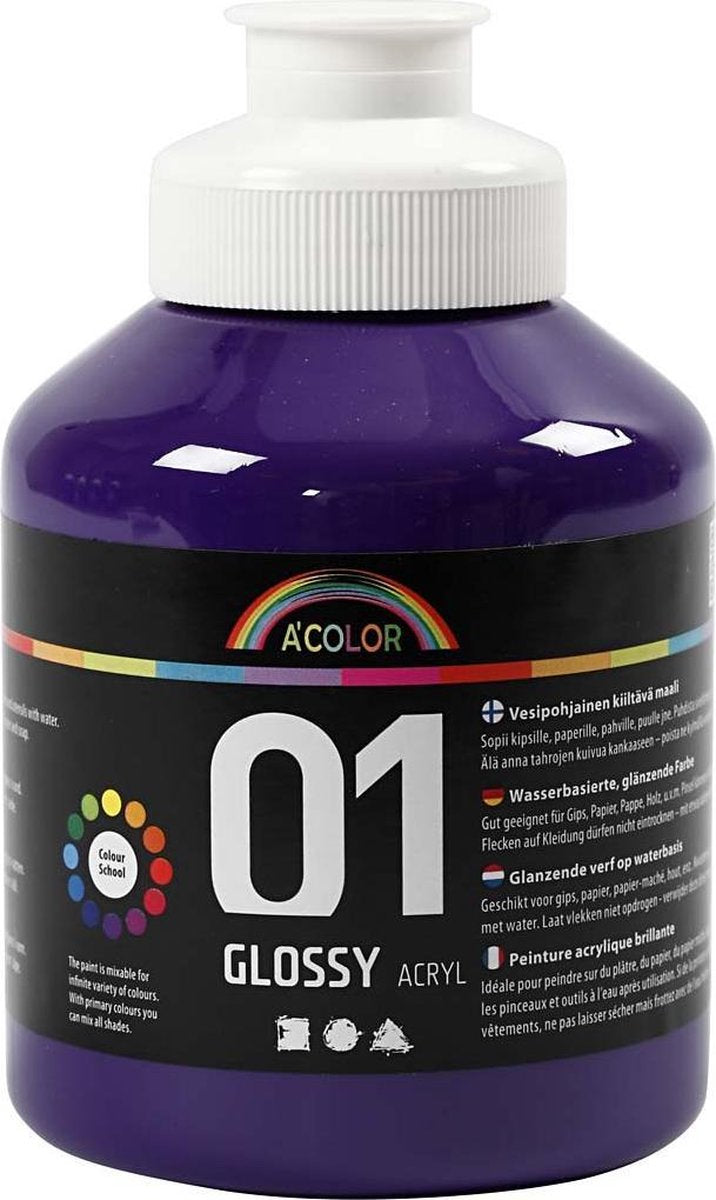 A-farve blank akrylmaling, violet, 01 - blank, 500 ml