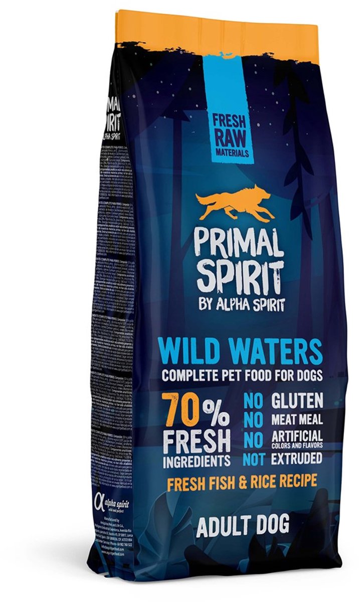 Primal spirit wild waters - tørt hundefoder - 70% kød og fisk - koldpresset - glutenfri