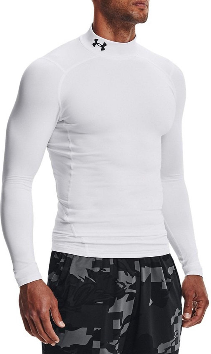 Under armour ua cg armour comp mock-wht heren sportshirt - wit - zwart