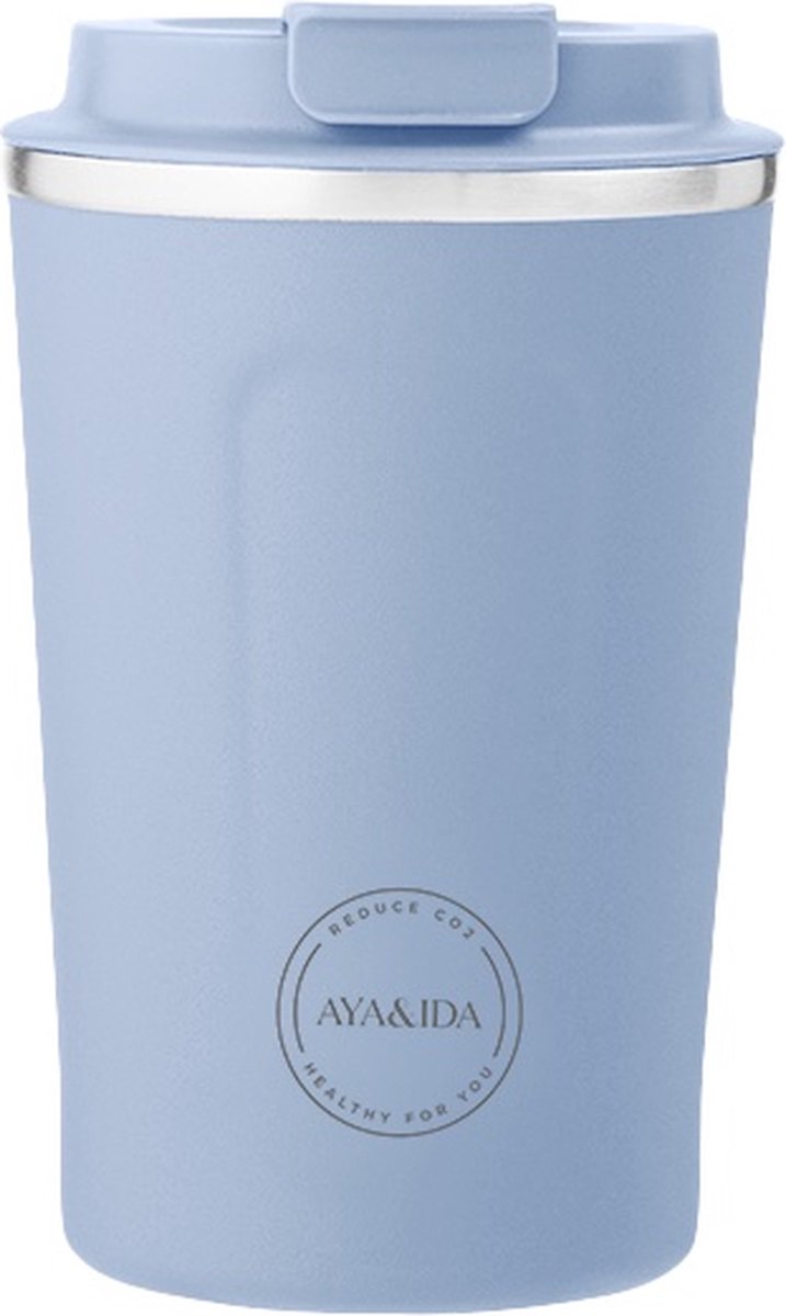 Aya ida aya ida - cup2go - termokandekop - kaffekop - kaffe to go - rejsekop - tag med - 380ml - pulverblå