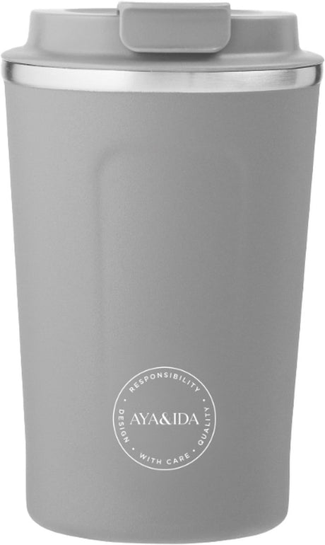 Aya ida aya ida - cup2go - termokandekop - kaffekop - coffee to go - rejsekop - tag med - 380ml - lysegrå
