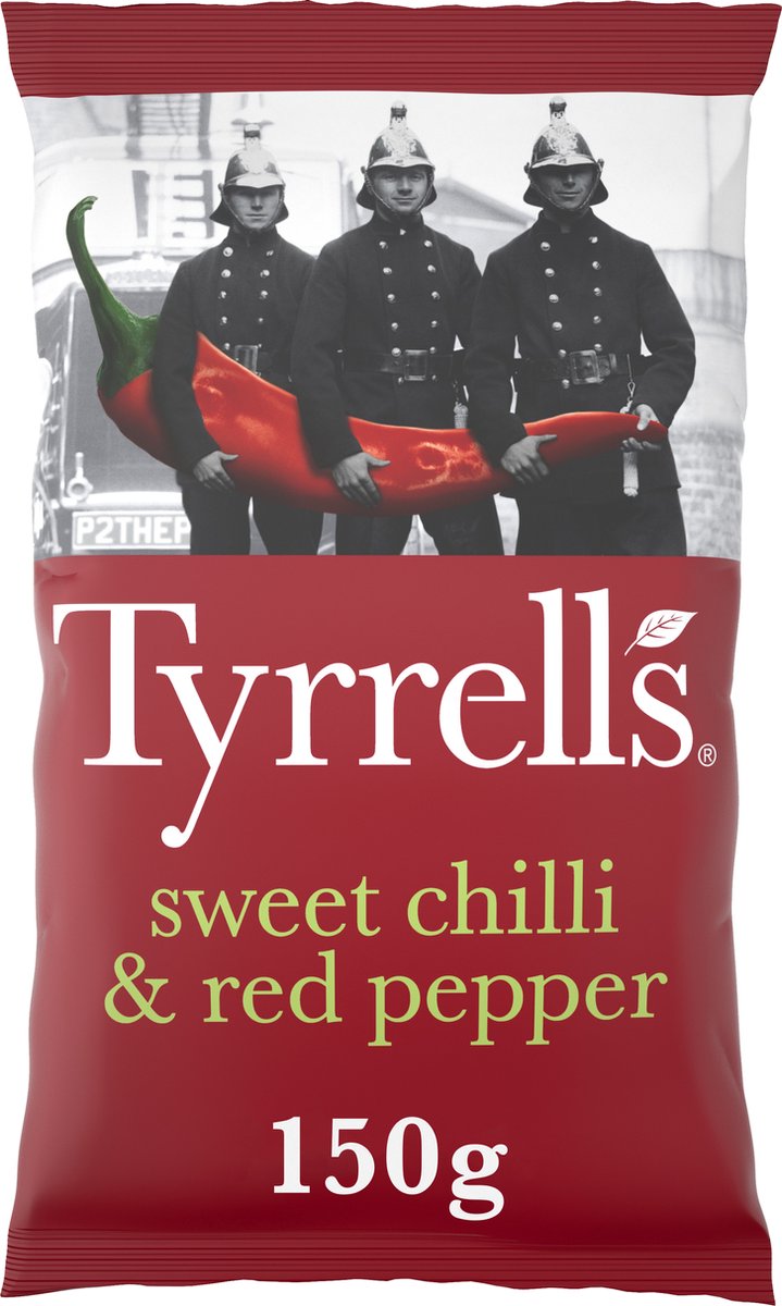 Tyrrells sød chili rød peber - chips - 8x150g