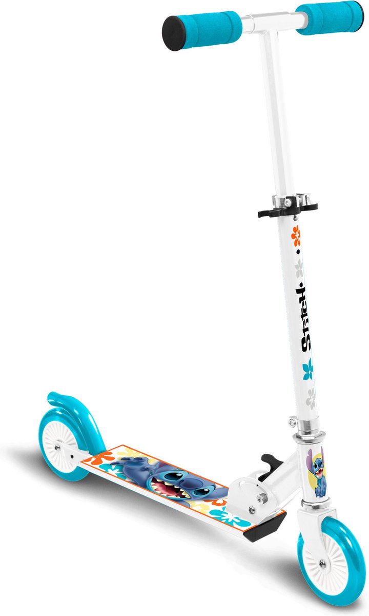 Disney Stitch 2-Wheel Kindstep sammenfoldelig fodbremse hvid petroblauw