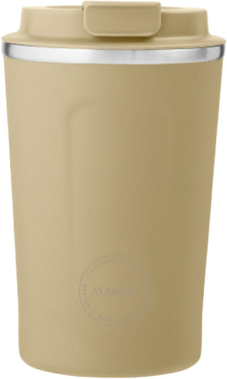 Aya ida aya ida - cup2go - termokandekop - kaffekop - kaffe to go - rejsekop - tag med - 380ml - støvet gul