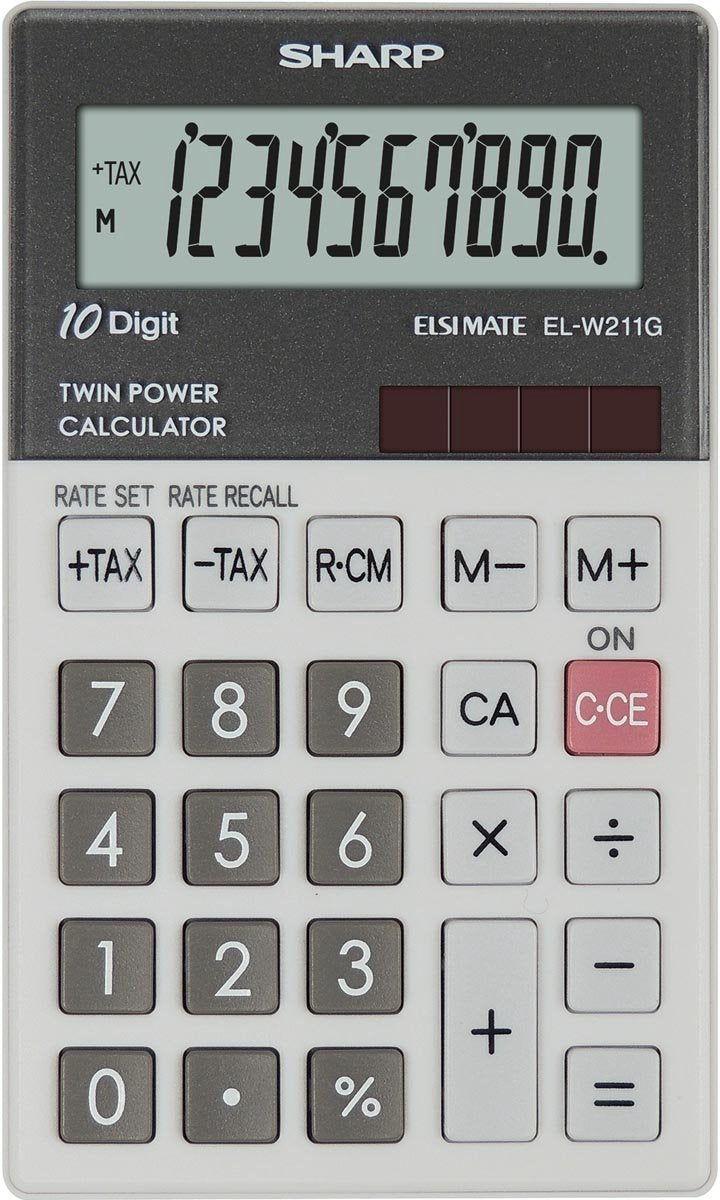 Sharp lommeregner - elw211ggy - grå - 10 cifre - 1x cr2016 batteri - sh-elw211ggy