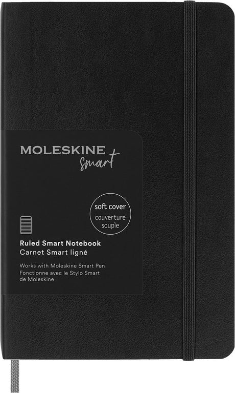 Moleskine notesbog - smart samling - lomme - blødt omslag - linet - sort