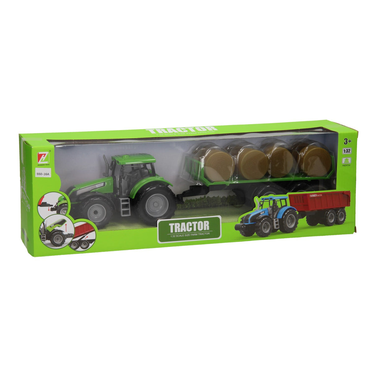 Traktor med ballevogn 1:32