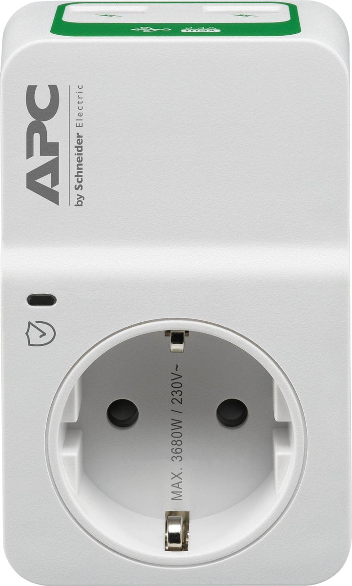 Apc pm1wu2-gr adapter med overspændingsbeskyttelse 3680w 1x stik + 2x USB