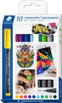 Umærket sans marque staedtler lumocolor permanent pen f 318 - etui med 10 farver
