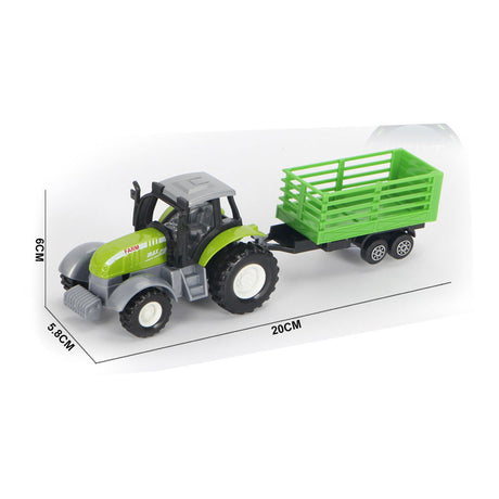 Lobbes Toys BV trykstøbt grøn traktor med trailer og tilbagetræksfunktion
